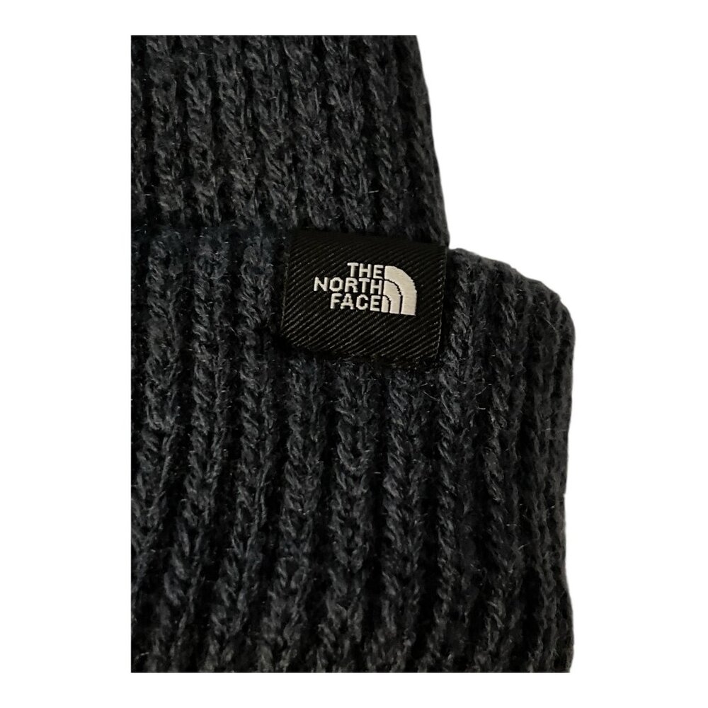 The North Face Blue Gray Knit Beanie Hat Unisex One Size Ribbed Cuff Custom T Em - Picture 2 of 5